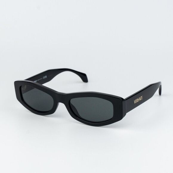 Versace Women Sunglasses Black Dark Grey Rectangle VE4487 GB1/87 NEW AUTHENTIC